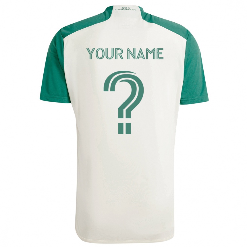 Kids Football Your Name #0 Tan Green Away Jersey 2024/25 T-Shirt