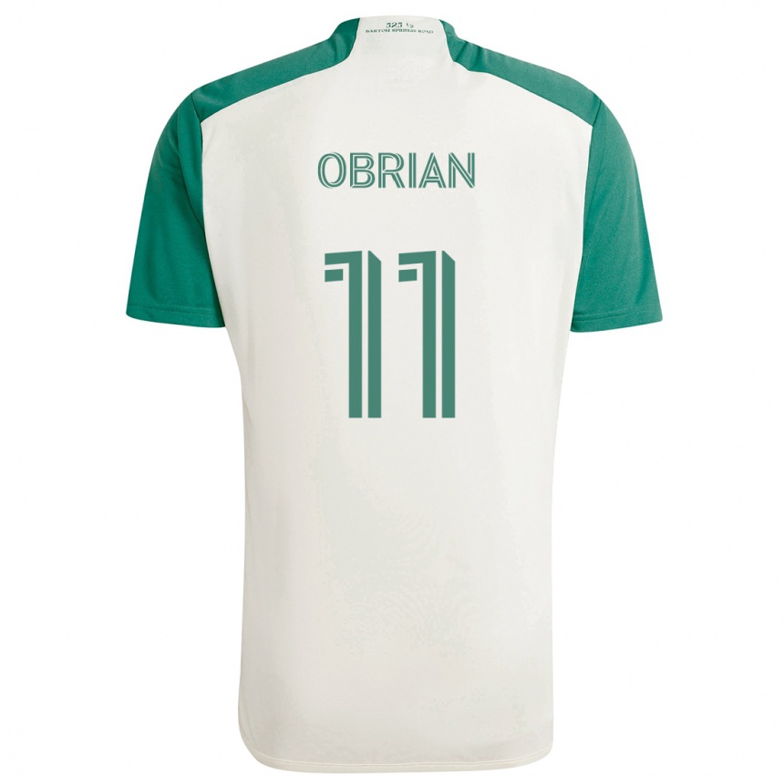 Kids Football Jáder Obrian #11 Tan Green Away Jersey 2024/25 T-Shirt