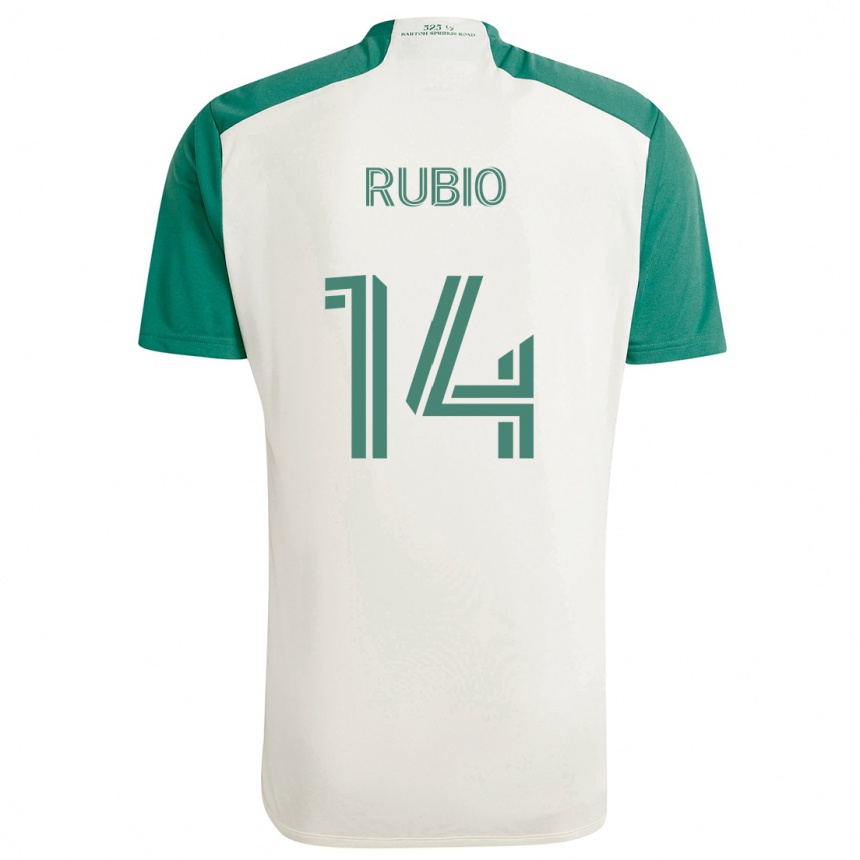 Kids Football Diego Rubio #14 Tan Green Away Jersey 2024/25 T-Shirt