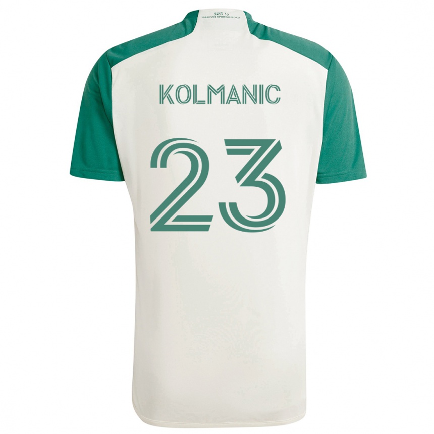 Kids Football Zan Kolmanic #23 Tan Green Away Jersey 2024/25 T-Shirt