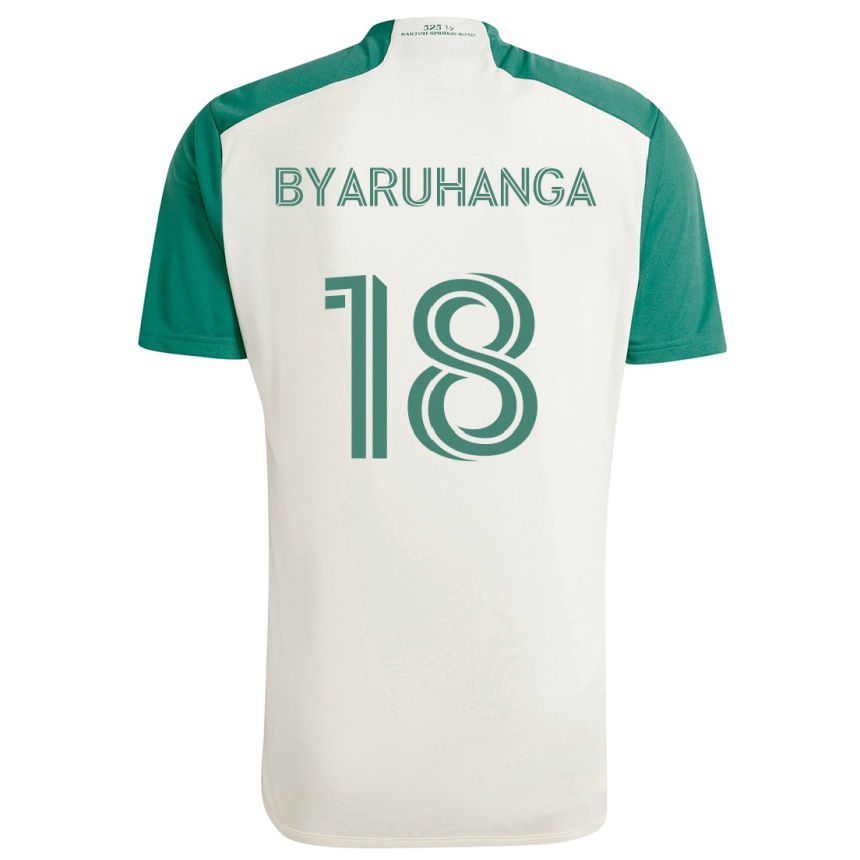 Kids Football Bobosi Byaruhanga #18 Tan Green Away Jersey 2024/25 T-Shirt