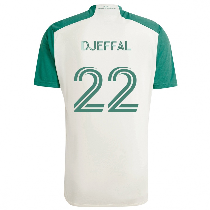 Kids Football Sofiane Djeffal #22 Tan Green Away Jersey 2024/25 T-Shirt