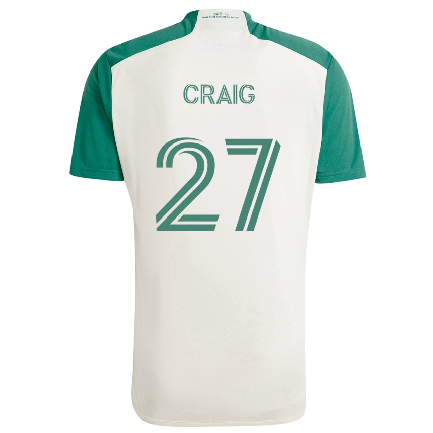 Kids Football Brandan Craig #27 Tan Green Away Jersey 2024/25 T-Shirt