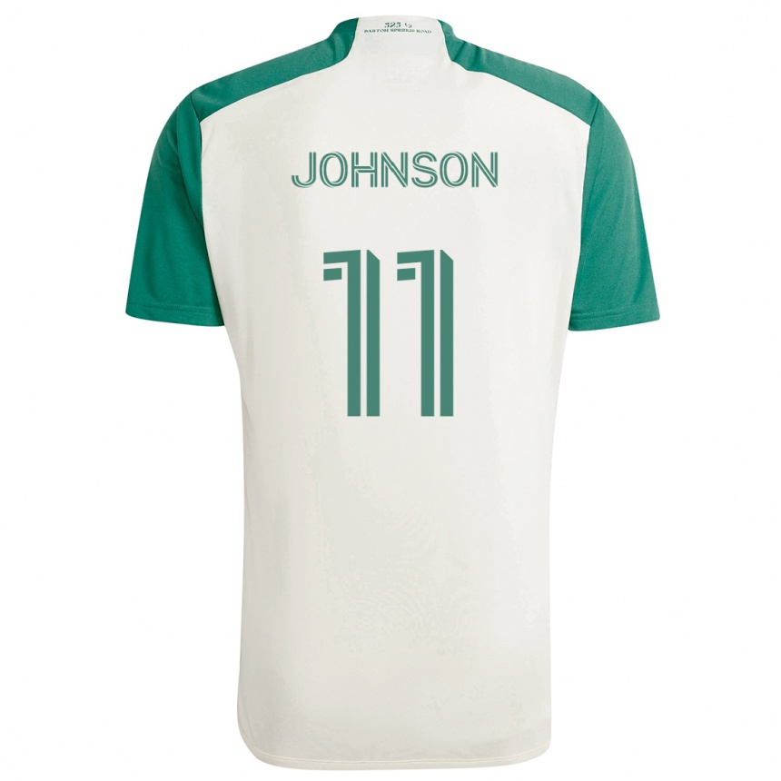 Kids Football Emmanuel Johnson #11 Tan Green Away Jersey 2024/25 T-Shirt