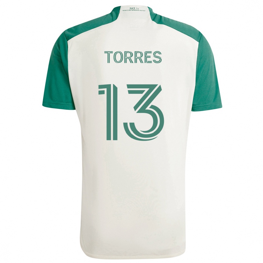 Kids Football Leo Torres #13 Tan Green Away Jersey 2024/25 T-Shirt