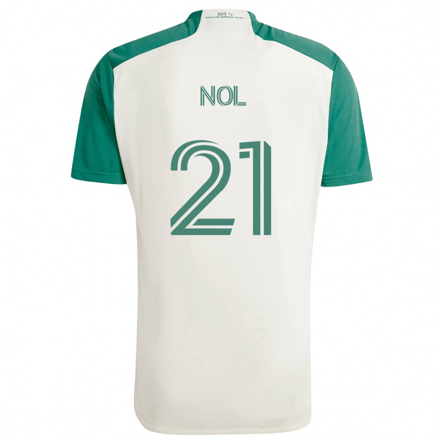 Kids Football Valentin Noël #21 Tan Green Away Jersey 2024/25 T-Shirt