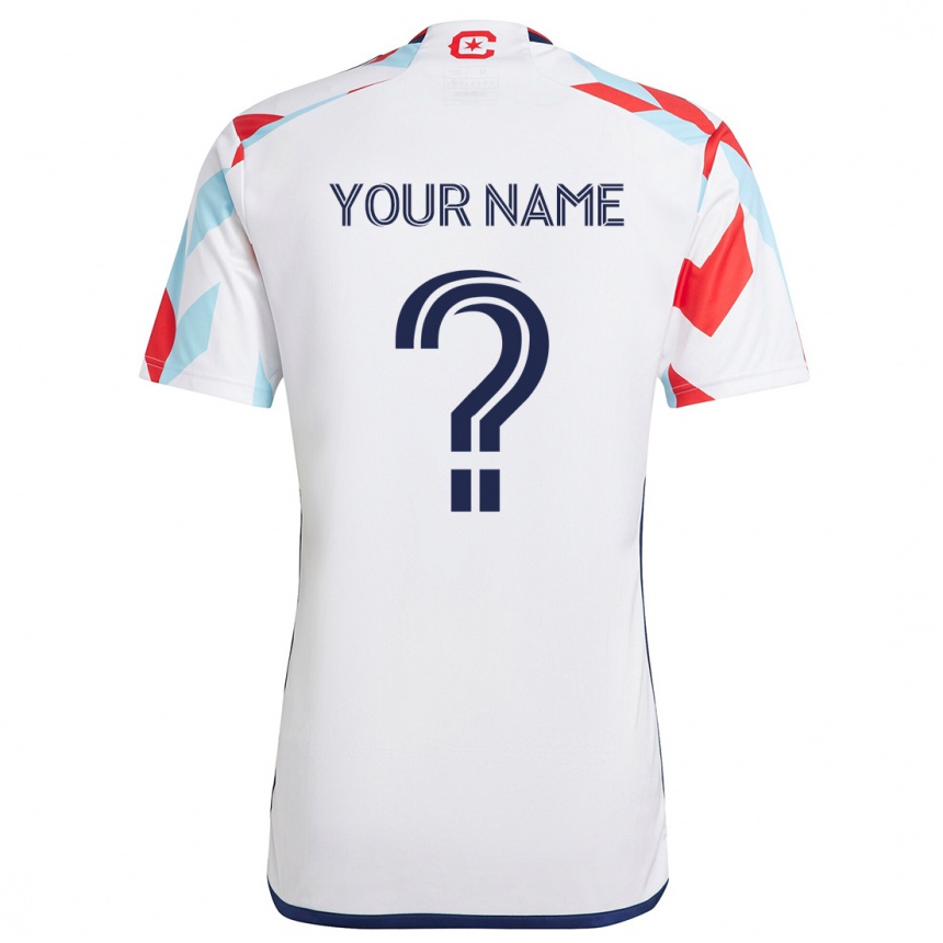 Kids Football Your Name #0 White Red Blue Away Jersey 2024/25 T-Shirt