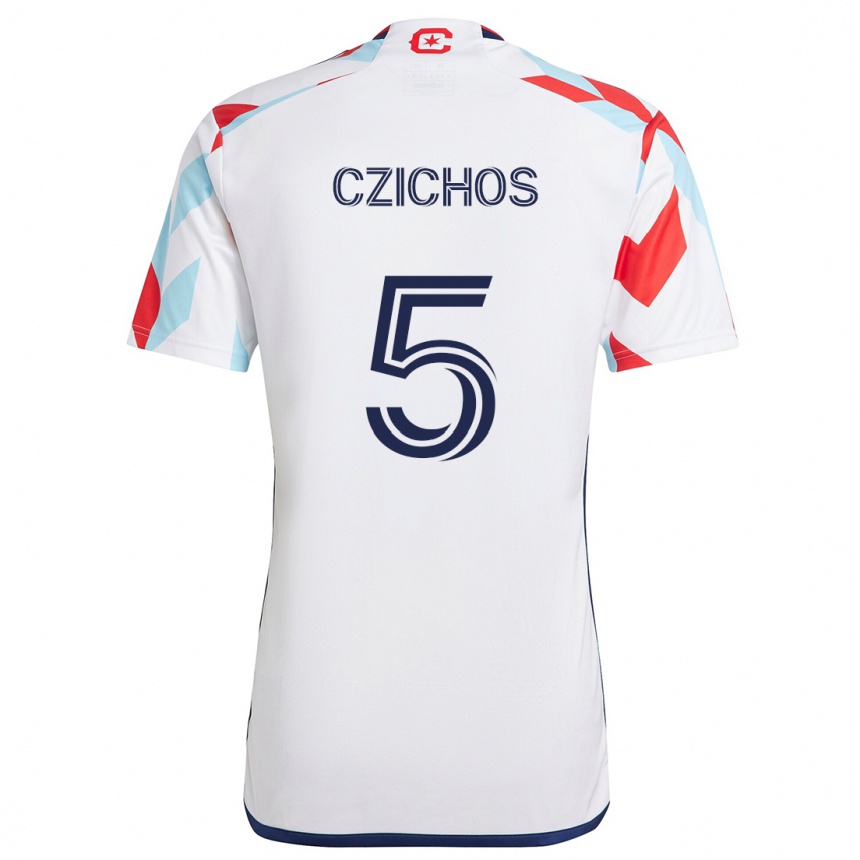 Kids Football Rafael Czichos #5 White Red Blue Away Jersey 2024/25 T-Shirt