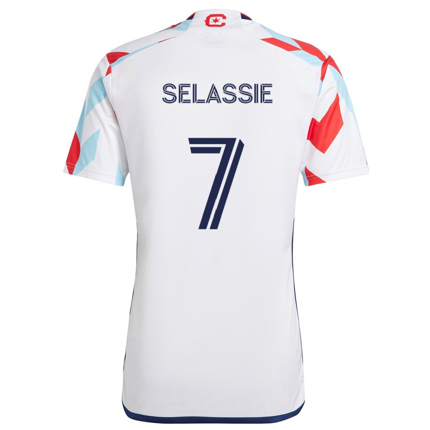 Kids Football Maren Haile-Selassie #7 White Red Blue Away Jersey 2024/25 T-Shirt