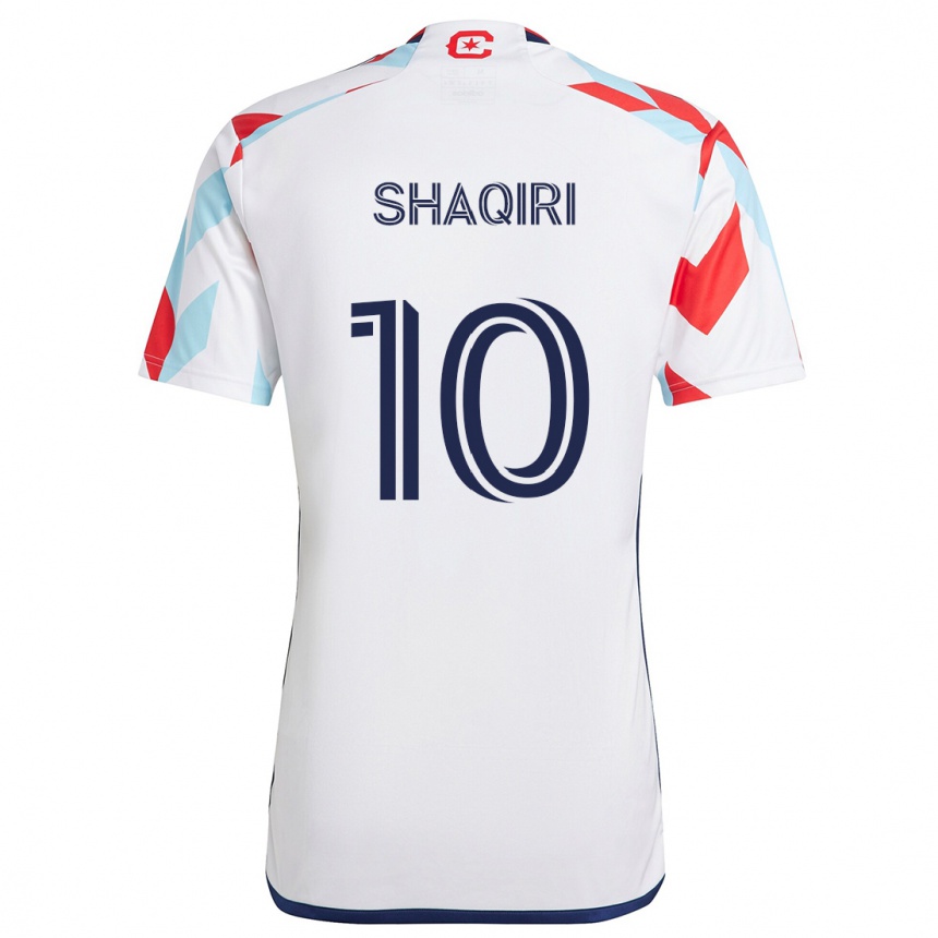 Kids Football Xherdan Shaqiri #10 White Red Blue Away Jersey 2024/25 T-Shirt