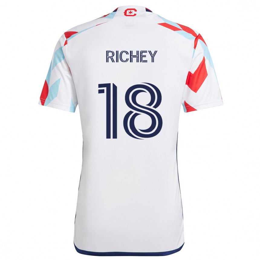 Kids Football Spencer Richey #18 White Red Blue Away Jersey 2024/25 T-Shirt