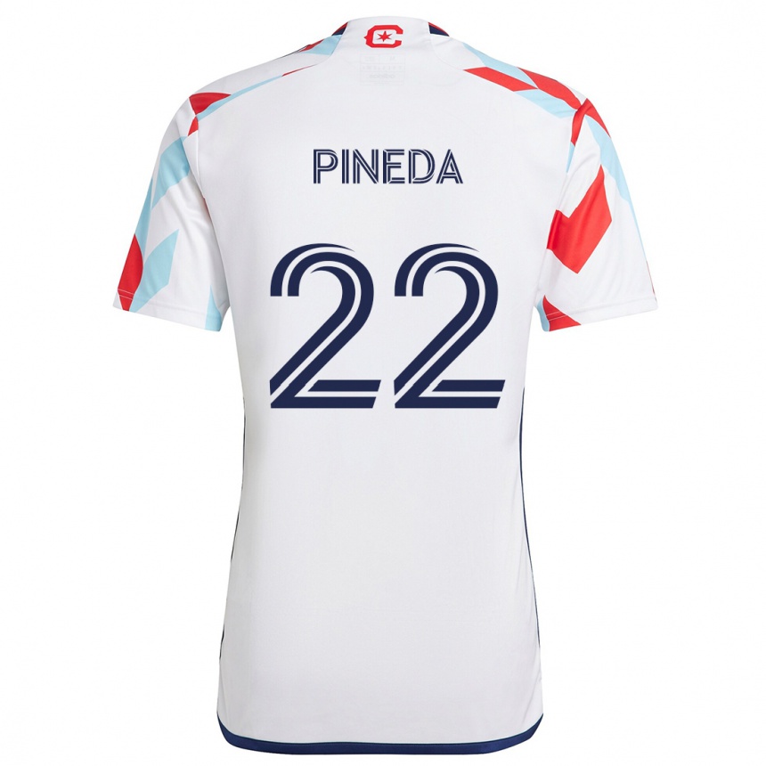 Kids Football Mauricio Pineda #22 White Red Blue Away Jersey 2024/25 T-Shirt