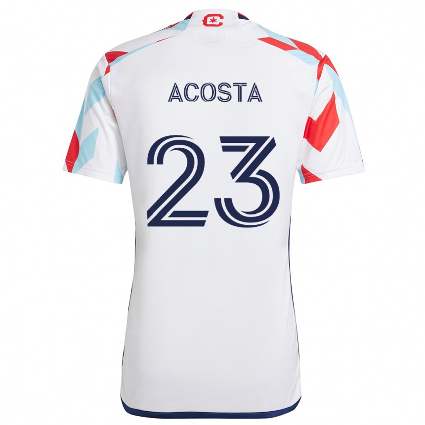 Kids Football Kellyn Acosta #23 White Red Blue Away Jersey 2024/25 T-Shirt