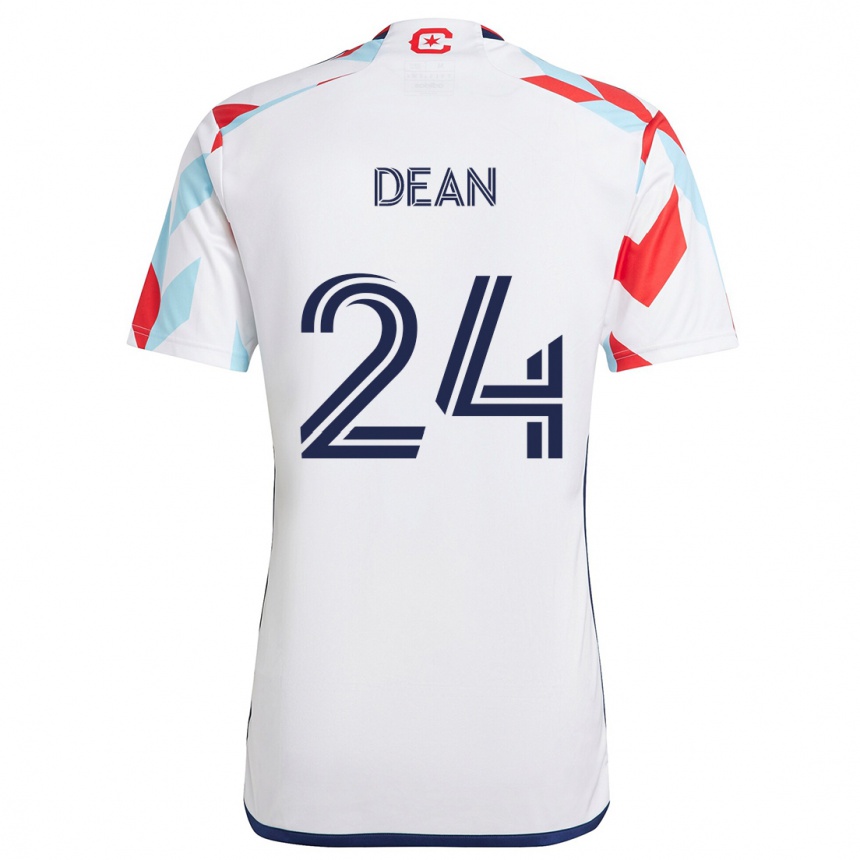 Kids Football Jonathan Dean #24 White Red Blue Away Jersey 2024/25 T-Shirt