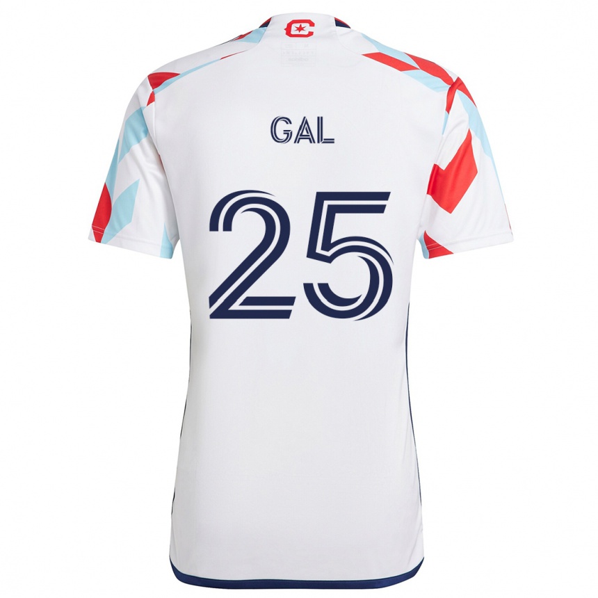 Kids Football Jeff Gal #25 White Red Blue Away Jersey 2024/25 T-Shirt