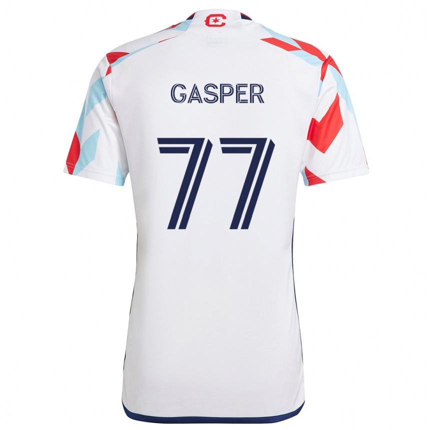 Kids Football Chase Gasper #77 White Red Blue Away Jersey 2024/25 T-Shirt