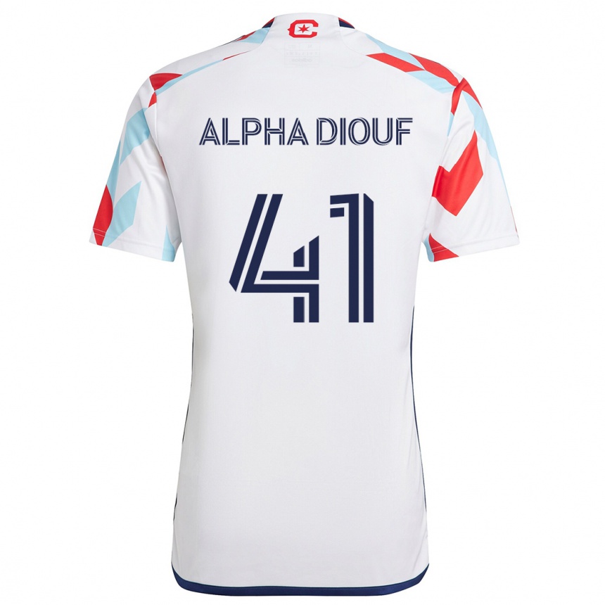 Kids Football Jean Alpha Diouf #41 White Red Blue Away Jersey 2024/25 T-Shirt