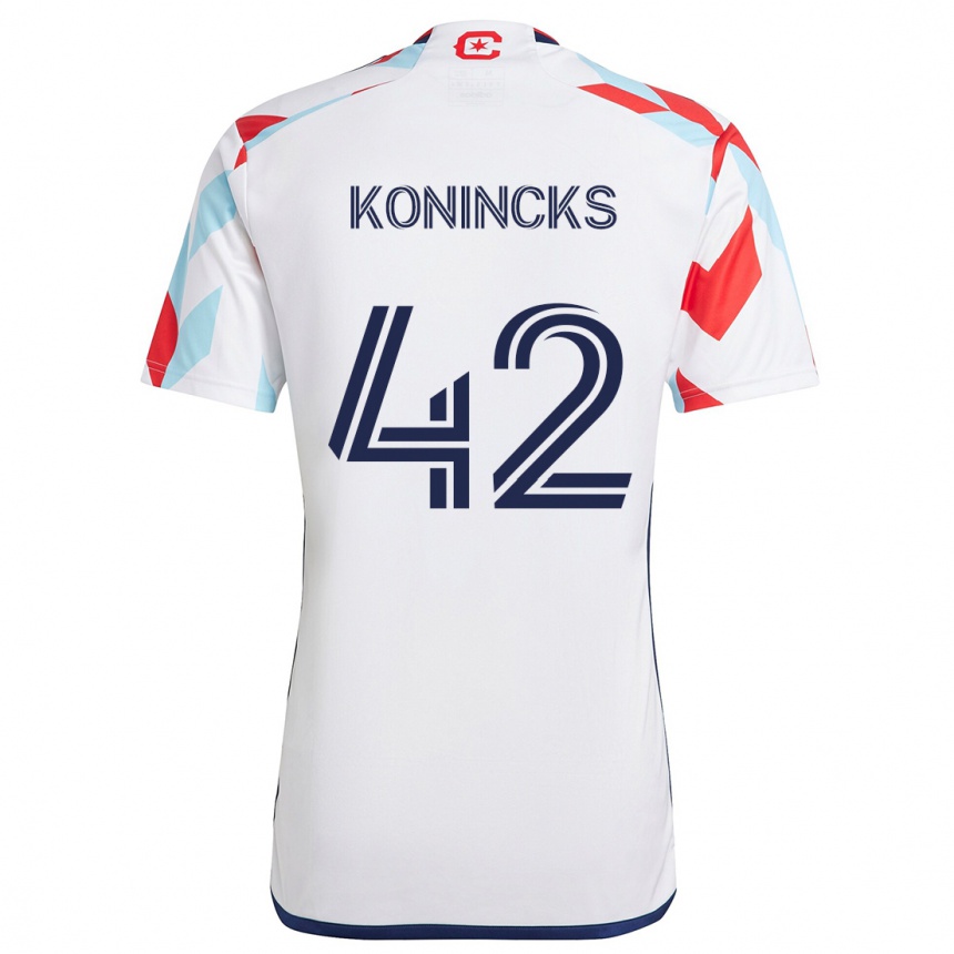 Kids Football Diego Konincks #42 White Red Blue Away Jersey 2024/25 T-Shirt