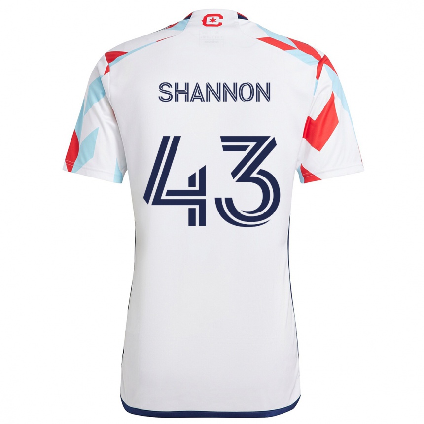 Kids Football Jaylen Shannon #43 White Red Blue Away Jersey 2024/25 T-Shirt