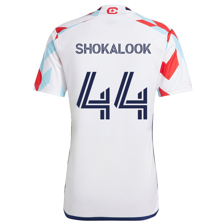 Kids Football Jason Shokalook #44 White Red Blue Away Jersey 2024/25 T-Shirt