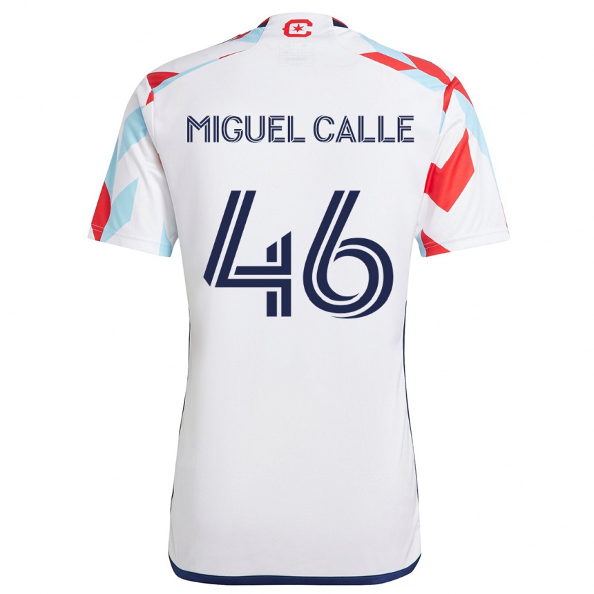 Kids Football Juan Miguel Calle #46 White Red Blue Away Jersey 2024/25 T-Shirt