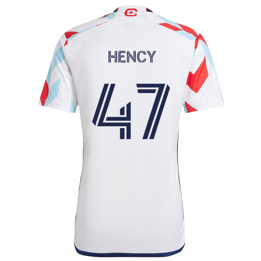 Kids Football Billy Hency #47 White Red Blue Away Jersey 2024/25 T-Shirt