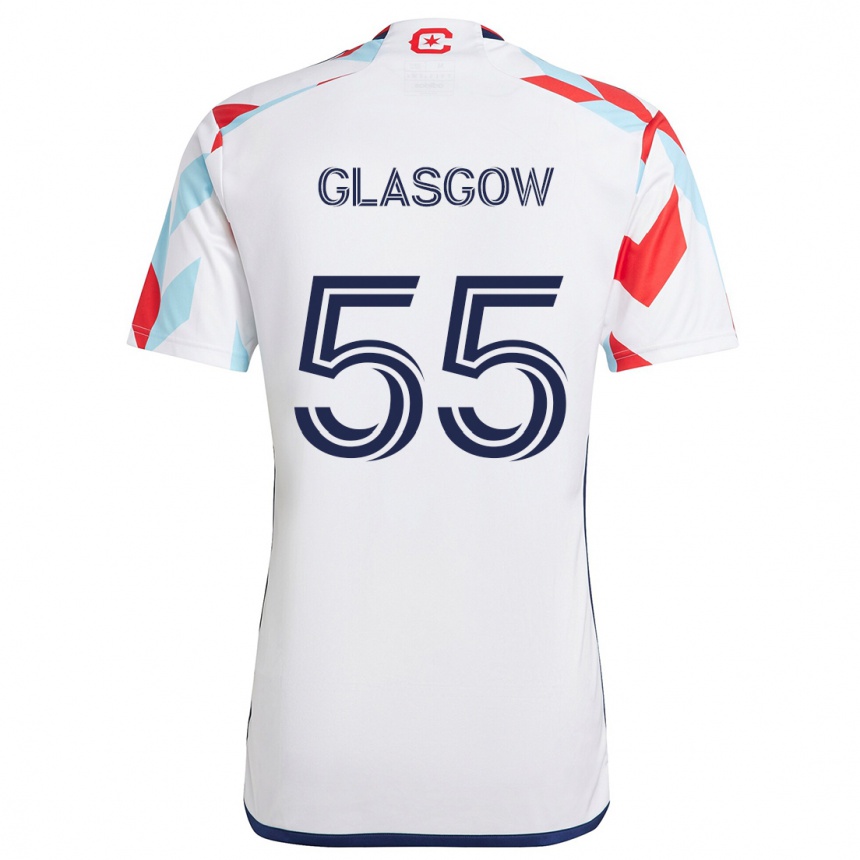 Kids Football Omari Glasgow #55 White Red Blue Away Jersey 2024/25 T-Shirt