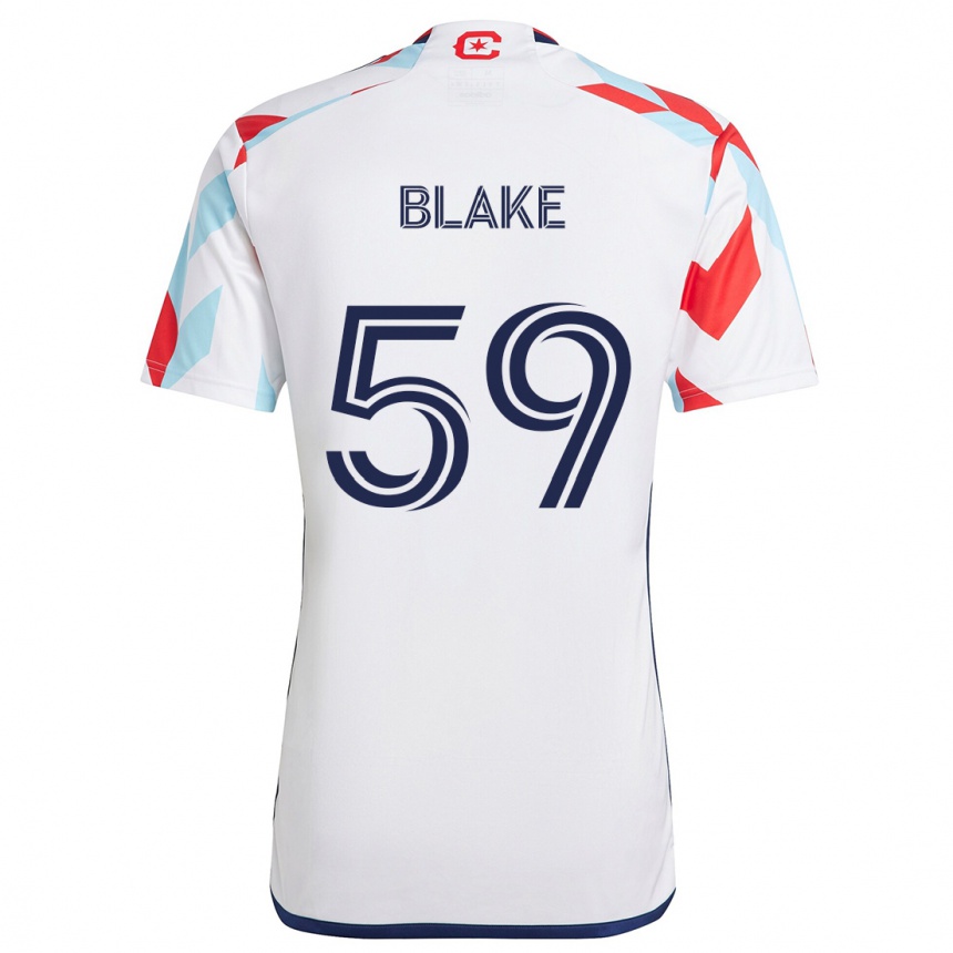 Kids Football Romain Blake #59 White Red Blue Away Jersey 2024/25 T-Shirt