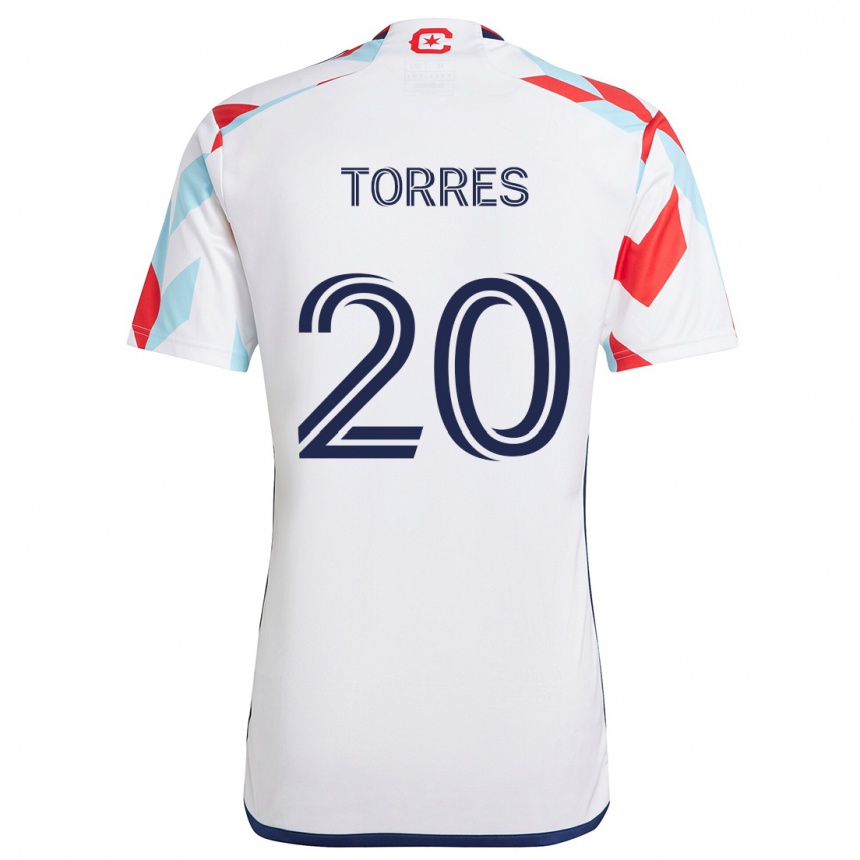 Kids Football Jairo Torres #20 White Red Blue Away Jersey 2024/25 T-Shirt