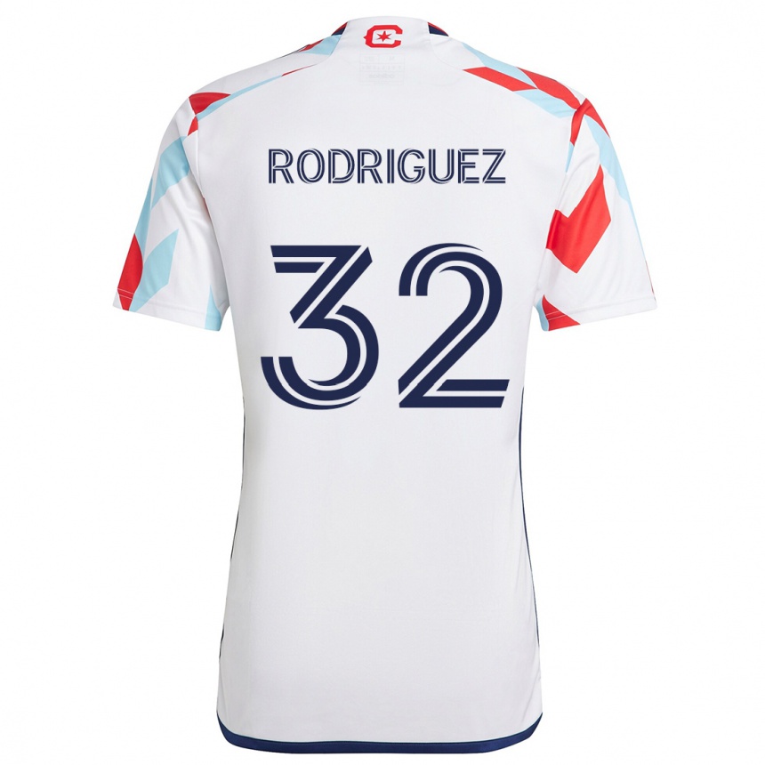 Kids Football Missael Rodríguez #32 White Red Blue Away Jersey 2024/25 T-Shirt