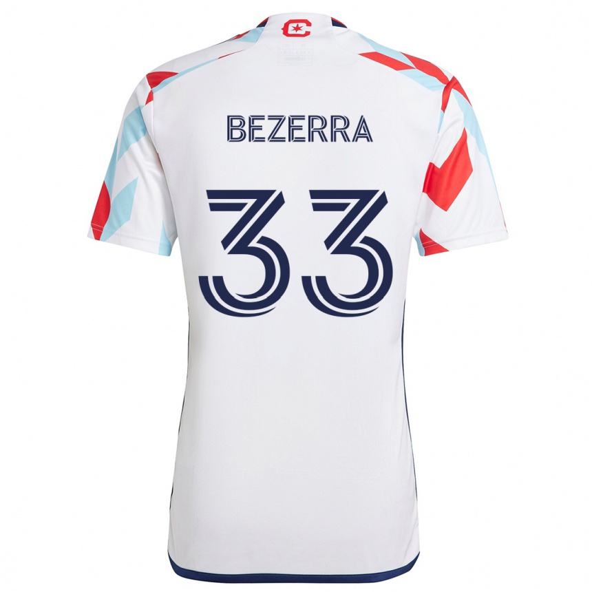 Kids Football Victor Bezerra #33 White Red Blue Away Jersey 2024/25 T-Shirt