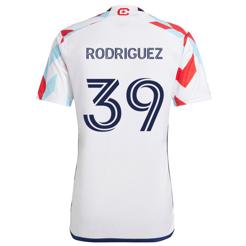 Kids Football Allan Rodriguez #39 White Red Blue Away Jersey 2024/25 T-Shirt