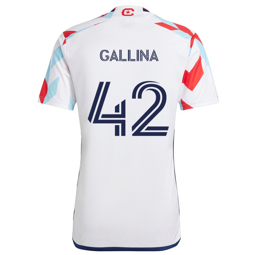 Kids Football Henrique Gallina #42 White Red Blue Away Jersey 2024/25 T-Shirt