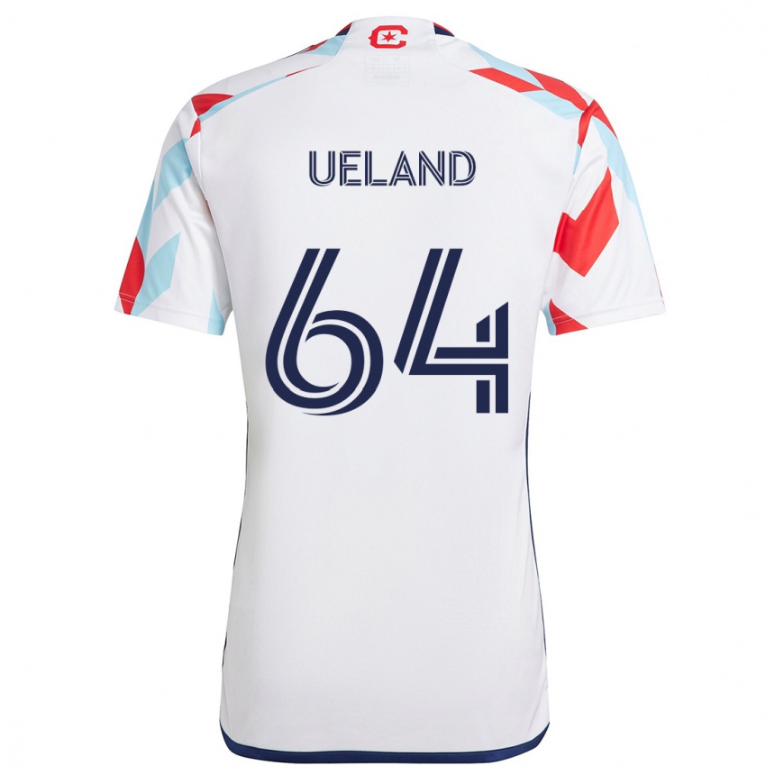 Kids Football Andreas Ueland #64 White Red Blue Away Jersey 2024/25 T-Shirt