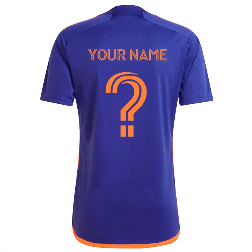 Kids Football Your Name #0 Purple Orange Away Jersey 2024/25 T-Shirt