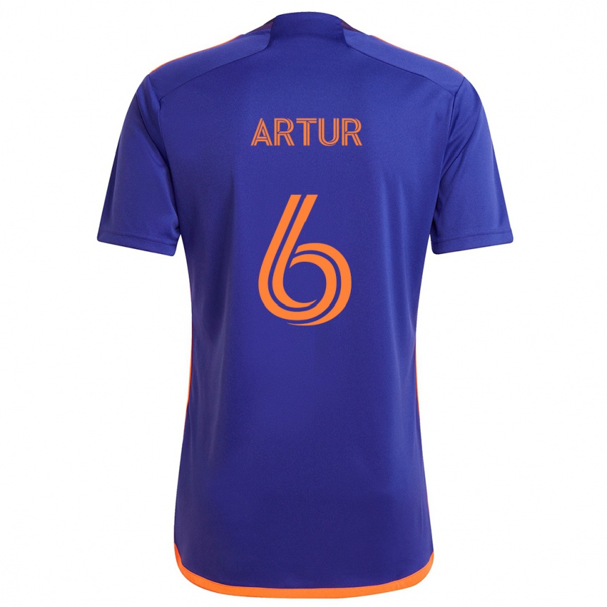 Kids Football Artur #6 Purple Orange Away Jersey 2024/25 T-Shirt