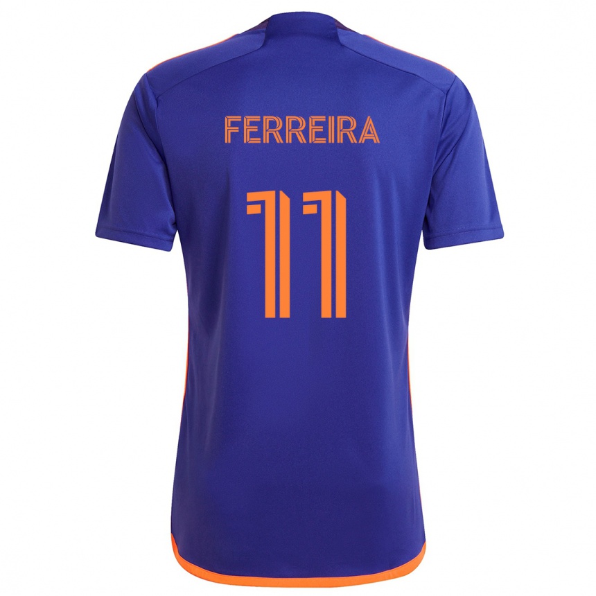 Kids Football Sebastián Ferreira #11 Purple Orange Away Jersey 2024/25 T-Shirt