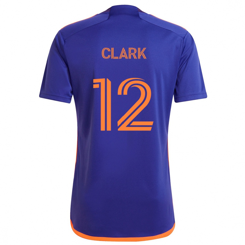 Kids Football Steve Clark #12 Purple Orange Away Jersey 2024/25 T-Shirt