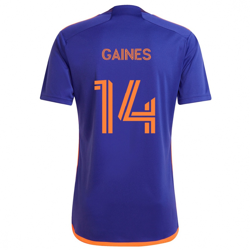 Kids Football Mckinze Gaines #14 Purple Orange Away Jersey 2024/25 T-Shirt