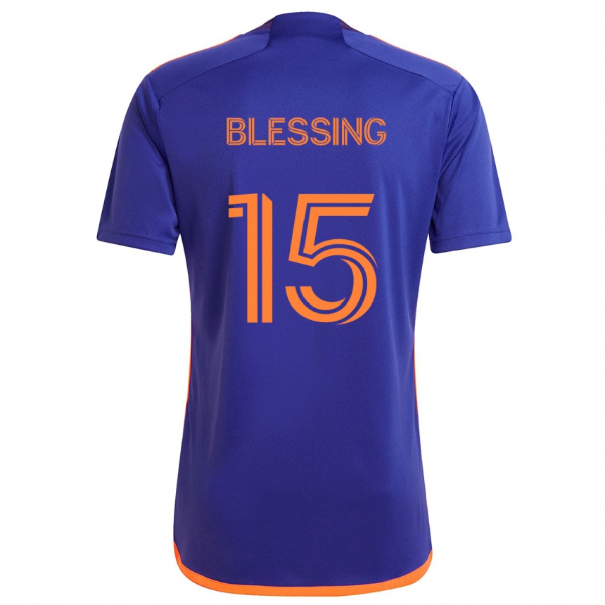 Kids Football Latif Blessing #15 Purple Orange Away Jersey 2024/25 T-Shirt