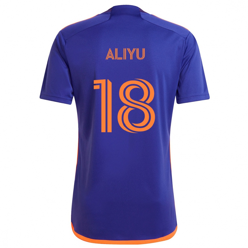 Kids Football Ibrahim Aliyu #18 Purple Orange Away Jersey 2024/25 T-Shirt