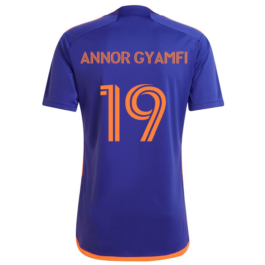 Kids Football Stephen Annor Gyamfi #19 Purple Orange Away Jersey 2024/25 T-Shirt