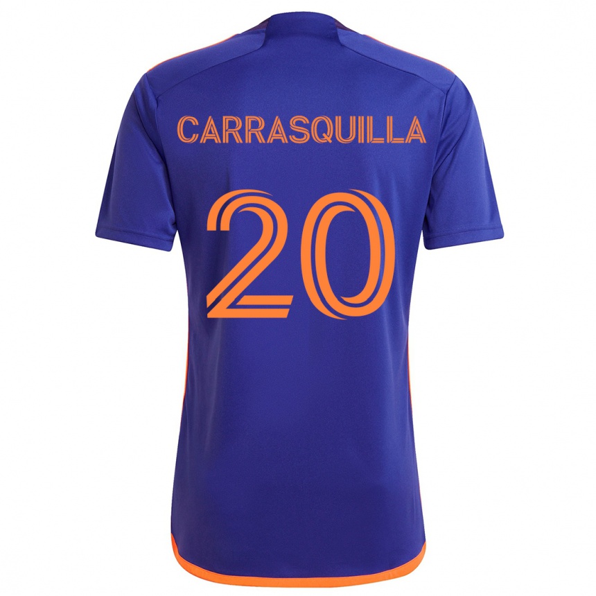 Kids Football Adalberto Carrasquilla #20 Purple Orange Away Jersey 2024/25 T-Shirt