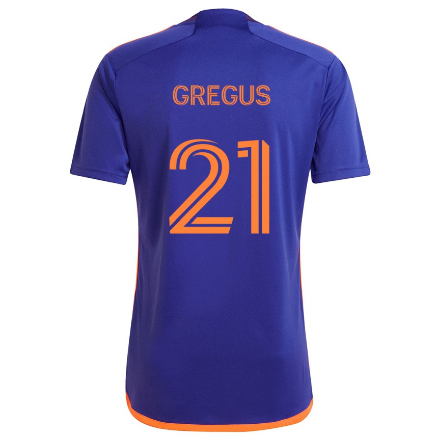 Kids Football Ján Gregus #21 Purple Orange Away Jersey 2024/25 T-Shirt