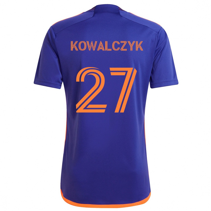 Kids Football Sebastian Kowalczyk #27 Purple Orange Away Jersey 2024/25 T-Shirt