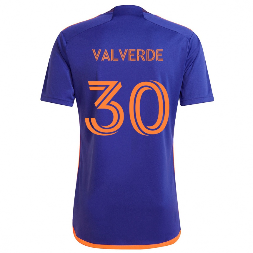 Kids Football Jefferson Valverde #30 Purple Orange Away Jersey 2024/25 T-Shirt