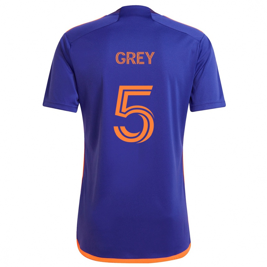 Kids Football Omar Grey #5 Purple Orange Away Jersey 2024/25 T-Shirt