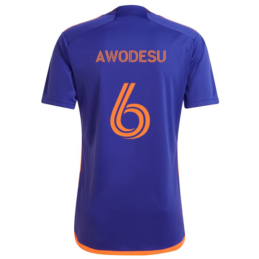 Kids Football Femi Awodesu #6 Purple Orange Away Jersey 2024/25 T-Shirt