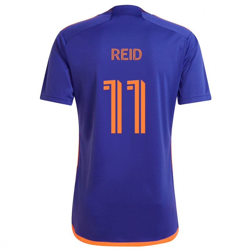 Kids Football Isaiah Reid #11 Purple Orange Away Jersey 2024/25 T-Shirt