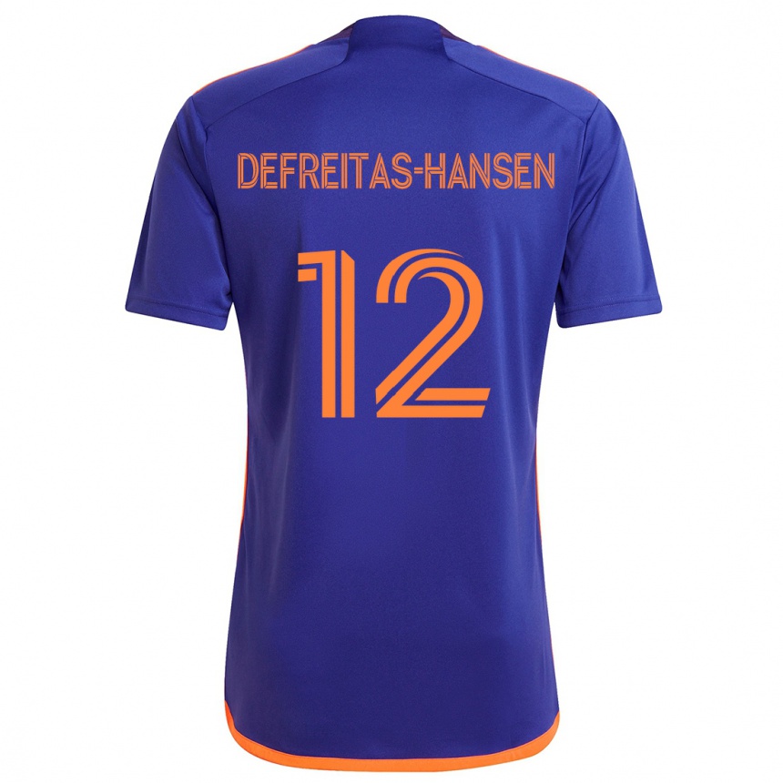 Kids Football Nicholas Defreitas-Hansen #12 Purple Orange Away Jersey 2024/25 T-Shirt